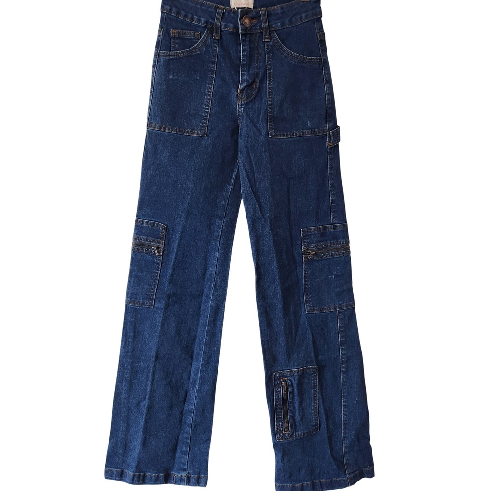 Y2K‎ Wide leg cargo pants medium wash denim Size 24